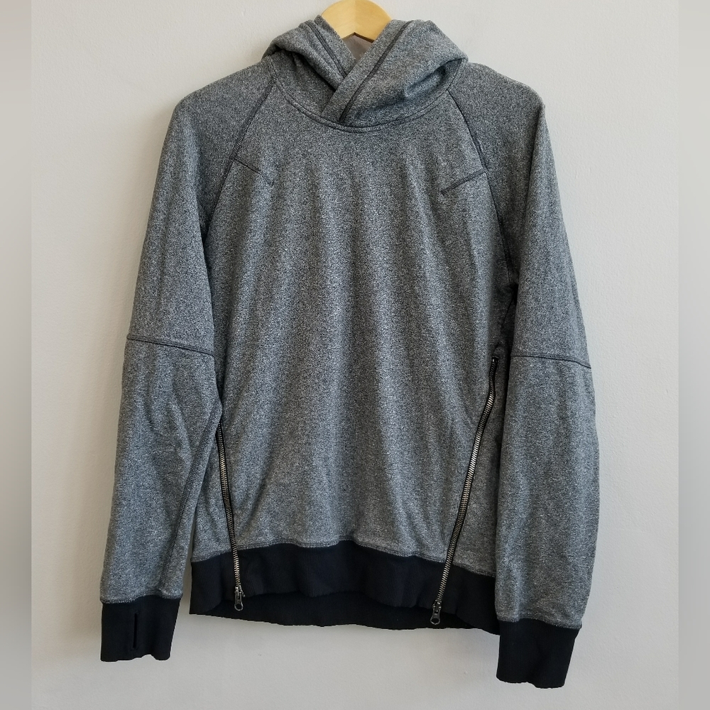 Lululemon Om & Roam Pullover Hoodie Size 6 Heathered Black Gray Thumbholes